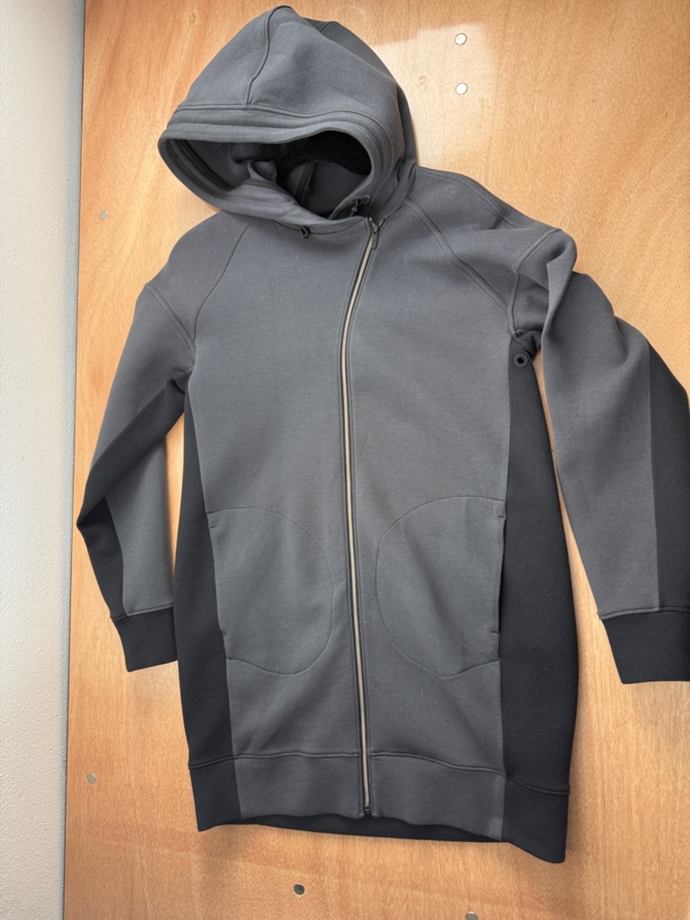 lululemon athletica Women's Hooded Long Soft Jacket in Dark Gray and Black